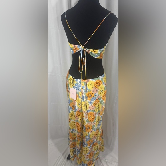 Hello Molly Sunlight Snaps Floral Cutout Midi Dress Yellow/Blue US 8 NWT - Picture 7 of 10